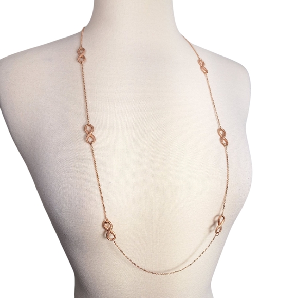 Charles Garnier 925 Infinity Necklace Rose Gold Tone Overlay 17" - Picture 1 of 5